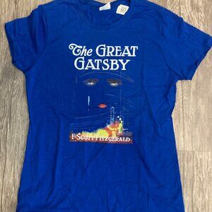 Brand New Great Gatsby Book Cover T-shirt, Royal Blue, Size Small (Unisex)